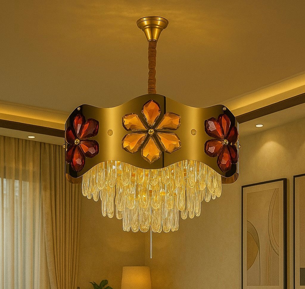 Amber Bloom Crystal Chandelier (500 mm)