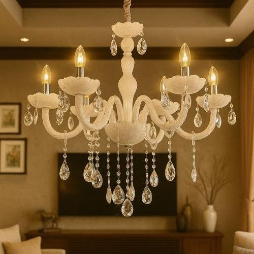 Elegant White Crystal Chandelier