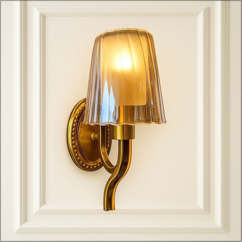 Amber Fluted Glass Wall Sconce