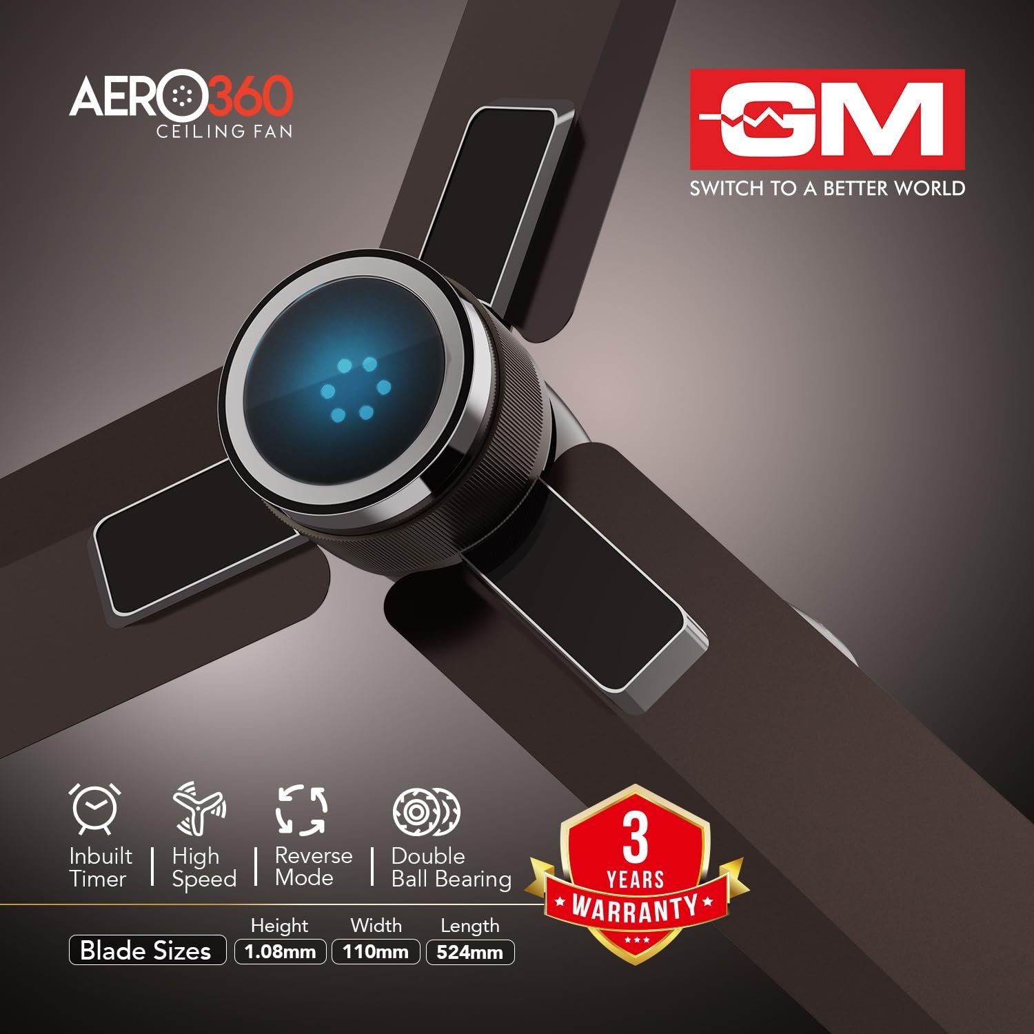 GM AERO 360 BLDC CEILING FAN BAKER BROWN