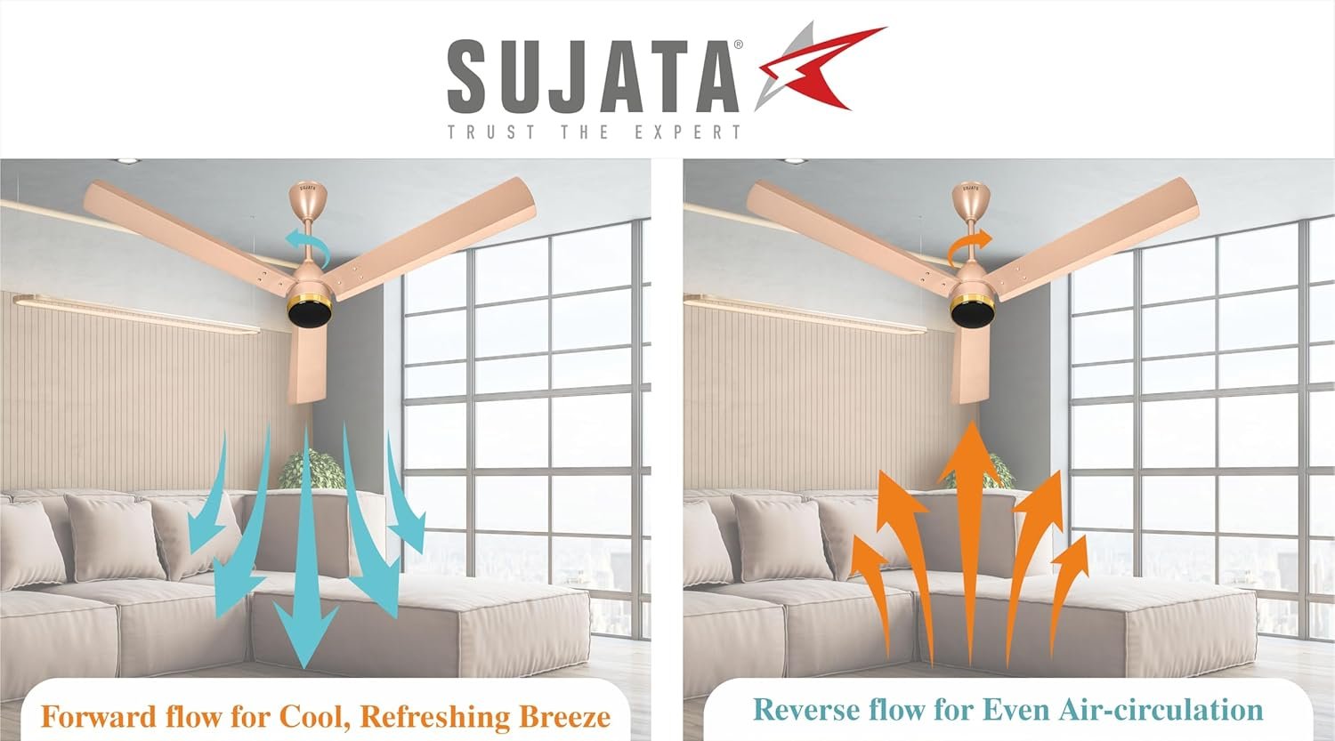 SUJATA SLIM AIR 1200MM CEILING FAN TOPAZ GOLD