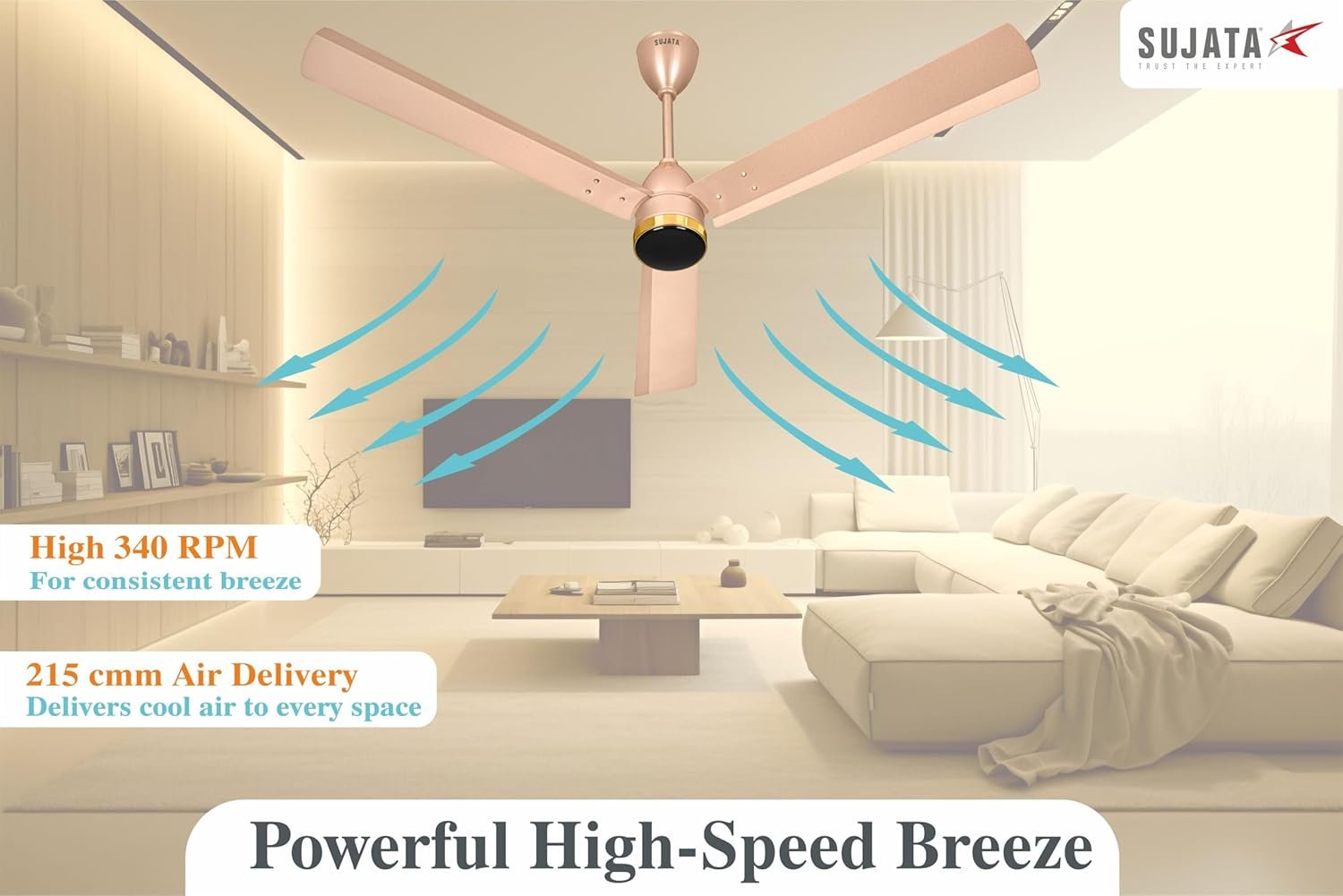 SUJATA SLIM AIR 1200MM CEILING FAN TOPAZ GOLD