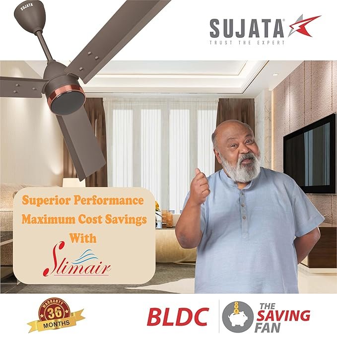 SUJATA SLIM AIR 1200MM CEILING FAN SMOKE BROWN COPPER