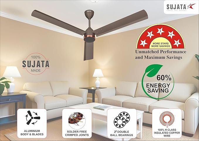 SUJATA SLIM AIR 1200MM CEILING FAN SMOKE BROWN COPPER