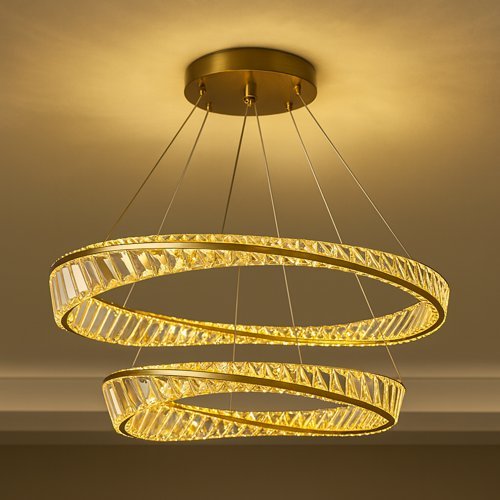 Crystal Helix Luxe Double-Ring Chandelier