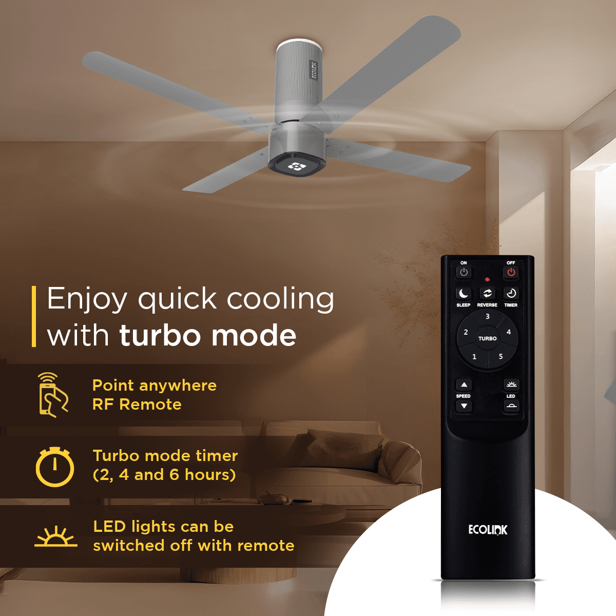 Ecolink Airoquad Bldc Ceiling Fan
