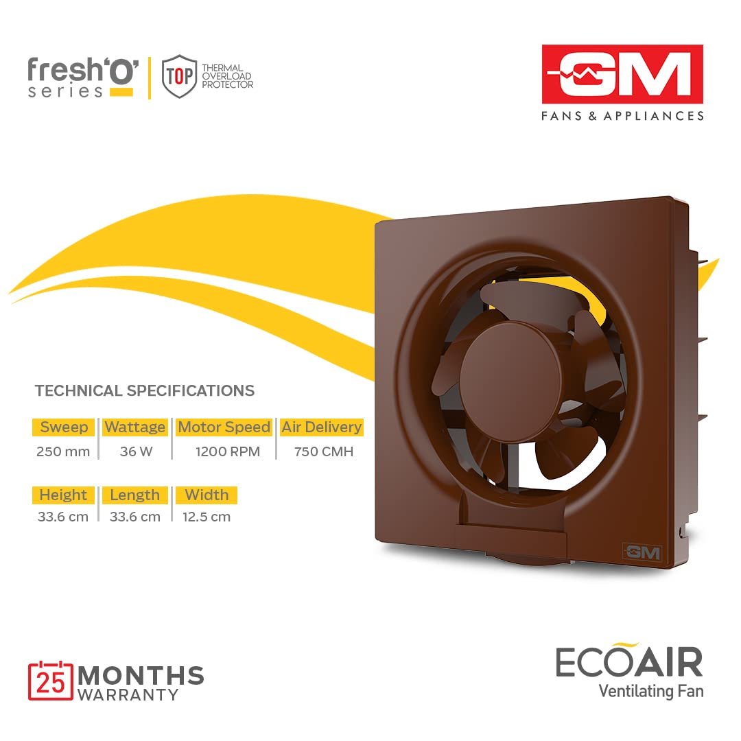 GM Eco Air 250MM Ventilation Fan Brown