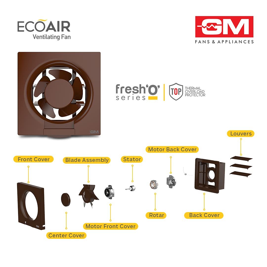 GM Eco Air 200MM Ventilation Fan Brown