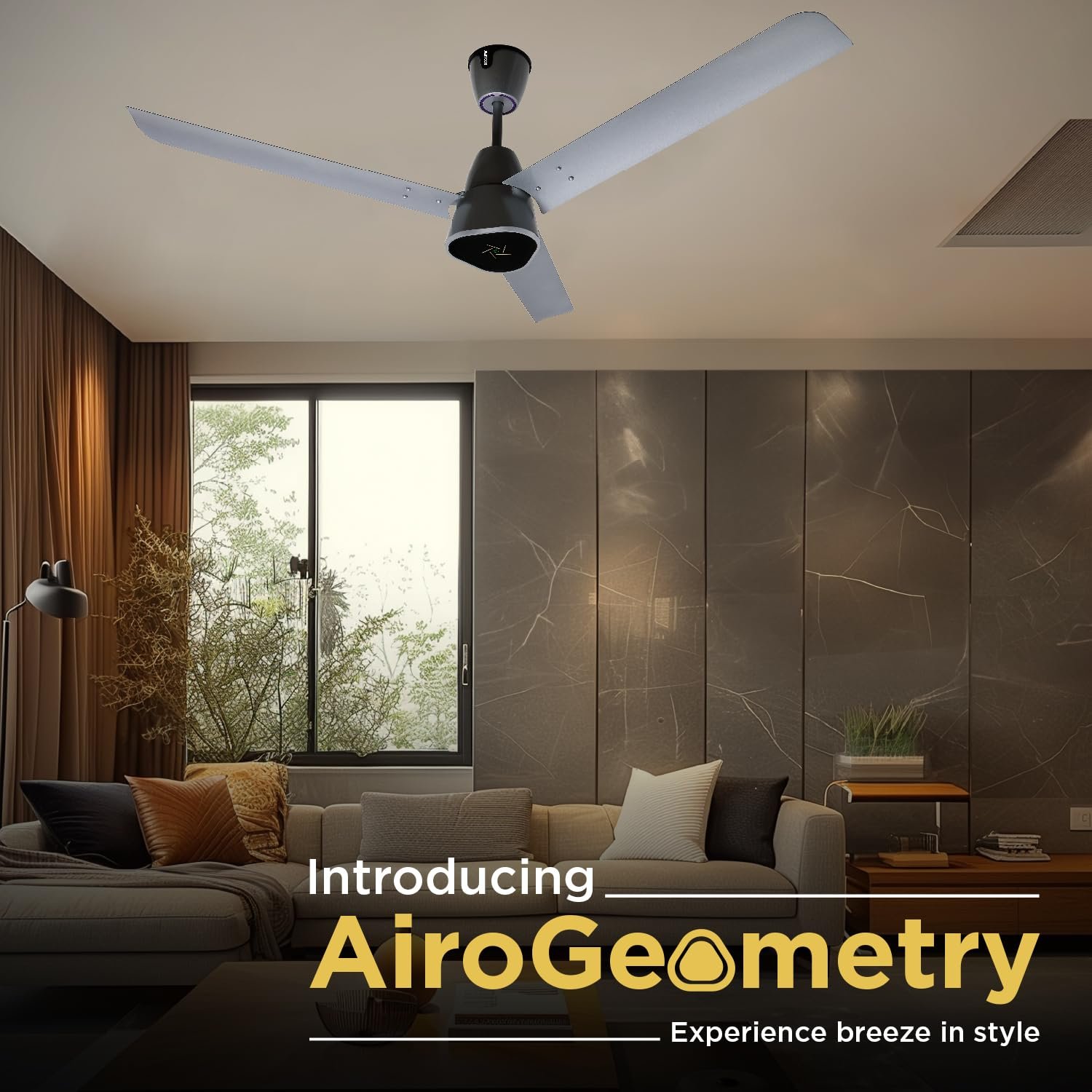 Ecolink AiroGeometry BLDC Ceiling Fan with Remote Control Silver Mist